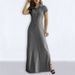 Summer Fashionable Elegant And Elegant Women's Denim Dress Pai Team Long Dress Large Size Half Open Lapel Women's Dress Robe_mkmklike.com