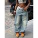 Vintage Washed High-Waisted Straight Leg Jeans For Women - Distressed Denim Pants With Ripped Details Comfortable Loose Fit Streetwear_mkmklike.com