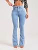 K New Slim Fit Elastic Fashionable Light Colored Bell Bottom Pants For Women Jeans_mkmklike.com