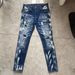 Men's Clothing Men's Stretch Slim Fit Skinny Jeans Style Light Luxury Distressed Patched Trousers Trendy Paint Splatter Denim_mkmklike.com
