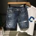 Men's Clothing Distressed Denim Shorts - Korean Style Oversized Straight Cut With Embroidery & Ripped Details, Comfortable Summer Casual Shorts_mkmklike.com