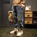 Men's Clothing Workwear Jeans For Men Washed Heavy Loose Straight Ami Khaki Trendy Brand Casual Long Handsome Pants_mkmklike.com
