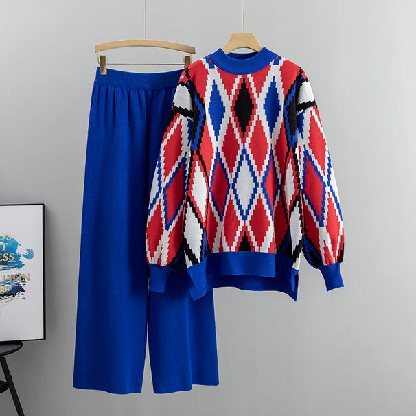 Women's autumn and winter fashion loose large size wide-leg pants two-piece set_mkmklike.com
