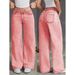 Women's Clothing Loose Trendy Versatile Summer Jeans England Fashion Denim Solid Color Regular Size Polyester_mkmklike.com