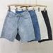Men’s Clothing Goods Permed Diamond Raw Edge Jeans Women's Shorts Straight Pants Trend Spring And Summer New High Waist Versatile Shorts_mkmklike.com