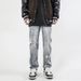 Men's Clothing Retro Washed Distressed Ink Splashed Ripped Jeans Trendy Street Hip Hop Loose Straight Casual Trousers_mkmklike.com