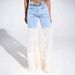 Trendy High-Waisted Flared Jeans For Women – Distressed Patchwork & Mesh Design, Comfort Stretch, Blue & White (S-Xxl)_mkmklike.com