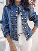 Women's Clothing Women's Stylish Light Blue Denim Jacket With Symmetrical Design - Trendy Cropped Sleeveless Vest For Casual & Chic Outfits_mkmklike.com