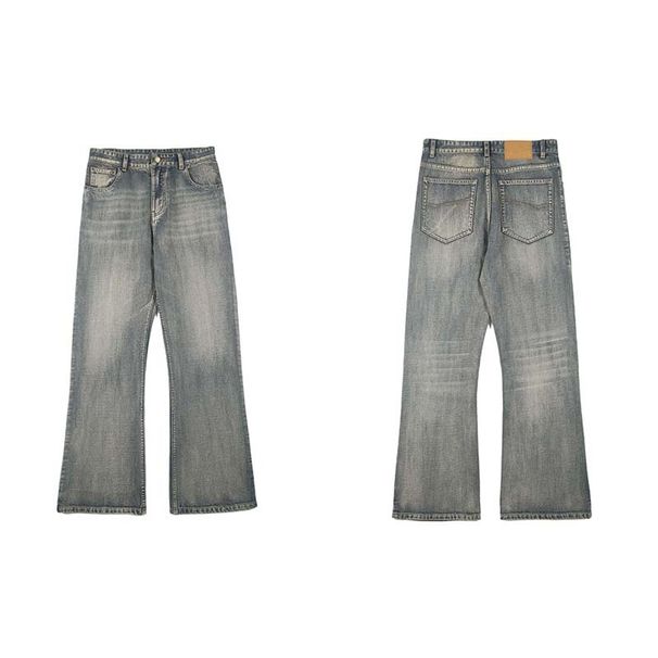 Men's Clothing & Archer0603 & Summer Style Bamboo Cotton Heavy Wash Men's Jeans Distressed Slightly Flared Slimming Trousers_mkmklike.com