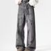 American Style Wasteland Tie-Dye Jeans For Women, Autumn 2024 New Loose Lazy Relaxed Floor-Length Pants_mkmklike.com
