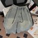 Men's Starry Sky Pattern Washed Denim Shorts Summer Thin Loose American Retro Style Trendy And Cool Five Point Shorts_mkmklike.com