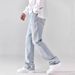 Men's Clothing Light Blue Washed Jeans Men's American Loose Straight Pants Spring And Summer Trendy High Street Wide Leg Casual Long Pants_mkmklike.com