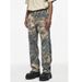 Women's Clothing High Street Retro Dead Leaves Camouflage Print Trendy Loose Straight Logging Denim Trousers_mkmklike.com