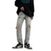 Men's Clothing High Street Style Ripped Jeans Summer Slim Fit Skinny Trousers Casual Straight Pants_mkmklike.com