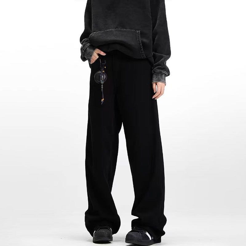 Men's Clothing Vintage Embroidered Straight Leg Jeans For Men & Women - Classic Black Denim Pants With Retro Stitching, Comfortable Cotton Fabric_mkmklike.com