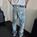 Men's Retro Hole Jeans High Street Style Washed Tie Dye Piled Up Trousers Quality Ink Splashed Trendy Casual Denim_mkmklike.com
