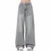 "Men's Distressed Wide Leg Jeans – Loose Fit Washed Denim Trousers For Casual Streetwear (S-3XL, Smoke Gray)"_mkmklike.com