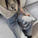 -Inspired Wide Leg Jeans For Women - Glam Rhinestone Embellished High Waist Flared Denim Pants With Vintage Wash_mkmklike.com