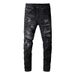 Men's Clothing European And American Men's High Street Black Jeans Men's Hand Worn Multi Patch American Style Small Feet Trendy Brand 669_mkmklike.com