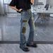 Men's Clothing Men's Melancholy Rich Second Generation Distressed Corduroy Jeans Appliqué Splatter Embroidery Washed Party Pants Trendy_mkmklike.com