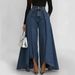 New Wide Leg Denim Pants For Women Extra Long Casual Solid Color Independent Websites_mkmklike.com