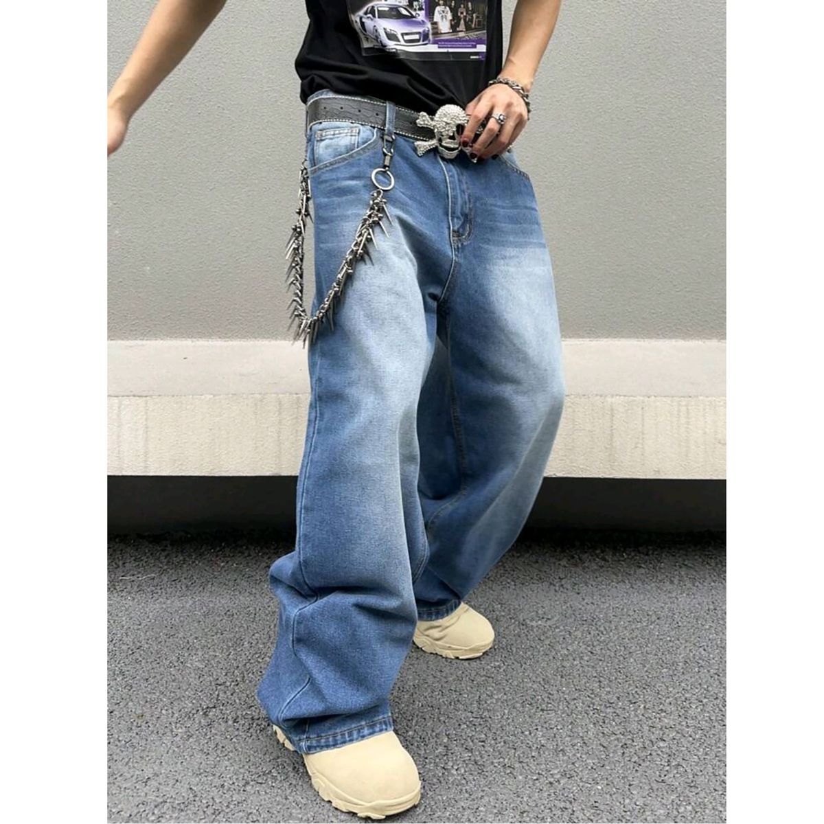 Men's Washed Straight-Leg Jeans – Classic Blue Denim Pants, Mid-Rise Casual Trousers For Streetwear (S-2XL)_mkmklike.com