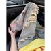 Men's Floral Ripped Jeans Straight Leg Loose Fit Rose Print High Street Style Trendy Cool And Stylish Denim_mkmklike.com