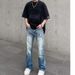 Nordmann American High Street Vibe Style Wahed Light Blue Ripped Jean Men' Straight Leg Slightly Flared Cleanfit Slimming_mkmklike.com