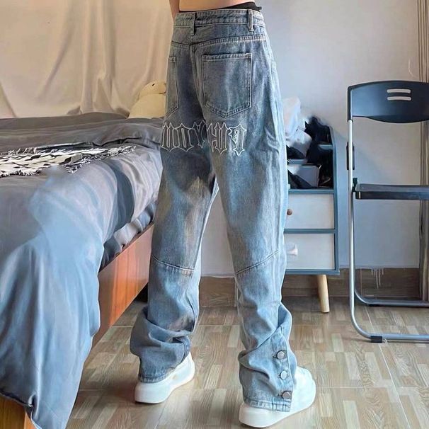 Men's Retro 3D Tailored Jeans - Classic Straight Leg Denim Pants With Vintage-Inspired Construction_mkmklike.com