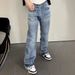 Men's Clothing American Cleanfit Blue Tassel 507 Jeans Vintage Washed Distressed Trousers_mkmklike.com