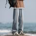 Men's Loose Straight-Leg Jeans – Spring/Summer Vintage Washed Denim, Streetwear Style, Wide-Leg Trousers (Casual, Comfort Fit, Trendy)_mkmklike.com