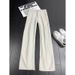 Men's Beige Solid Color Casual Flared Jeans Diagonal Cut Patchwork Slightly Flared_mkmklike.com