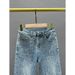 European Jeans For Women New Summer Cotton Elastic High Waist Loose Slim Heavy Hot Diamond Wide Leg Pants Trousers_mkmklike.com