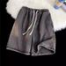 Men's Summer Stretch Waist Denim Shorts - Relaxed Fit Straight Leg Casual Athletic Shorts With Elastic Band (Grey, Light Blue, Dark Blue)_mkmklike.com