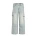 Men's Clothing Jeans For Men Deconstructed Design, Large Pockets, Three Dimensional Slimming, Loose Wide Leg Straight Trousers_mkmklike.com