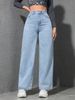 Women's High Waist Straight Leg Distressed Denim Jeans - Loose Fit Wide Leg Floor-Length Pants (Light Blue, Dark Blue, Black)_mkmklike.com