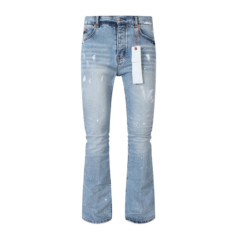 Men's Vintage Splatter Paint Ripped Jeans - High Street Distressed Washed Slim Fit Bootcut Denim Pants For Casual Streetwear_mkmklike.com