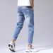 Large Size Men's Clothing Spring And Summer Thin Nine-point Jeans Men's Trend Loose And Fat Plus Size Ripped Jeans Men_mkmklike.com