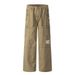 Men's Cargo Pants With Distressed Pockets, Loose Straight-Leg Design, Vibe Punk High Street Trend Washed Jeans_mkmklike.com