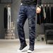 Men's Distressed Denim Jeans | Stretch Comfort Slim Fit With Patchwork Details | Vintage Blue Casual Pants_mkmklike.com