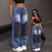 Women's Clothing Patchwork Patchwork Denim High Waist Tight Hip Raw Edge Women's Straight Denim_mkmklike.com