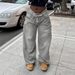 Women's Light Gray Straight Leg Jeans Non-Stretch Washed Retro Spring/Autumn Regular Fit Solid Color Denim_mkmklike.com