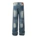 Men's Clothing Retro Washed Cat Whisker Straight Jeans Loose Casual Jeans_mkmklike.com