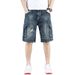 Summer New Ripped Jeans Men's 5-point American Straight-leg Jeans Men's Heavy Industry Washed Multi-bag Five-point Pants Men_mkmklike.com