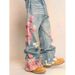 Patchwork Jeans For Women – Trendy Wide-Leg Denim Pants With Relaxed Fit & Unique Design Flattering High Waist_mkmklike.com
