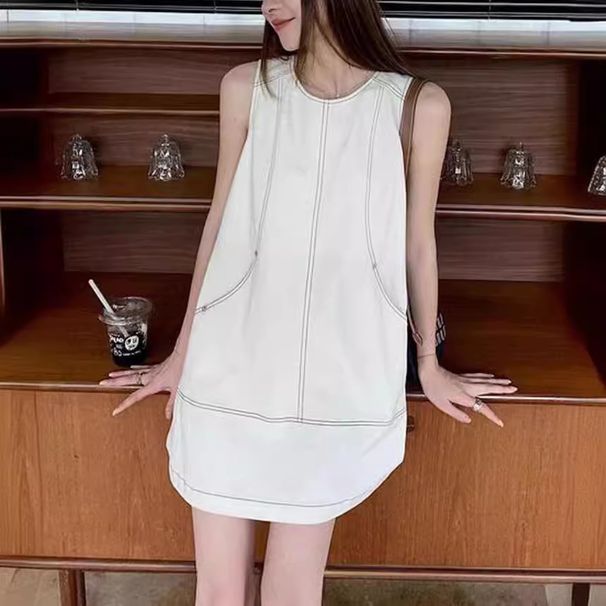 Thirteen Line Forest Denim Dress 2025 New Women's Summer Slimming A-Line Vest Skirt_mkmklike.com