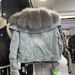 Women's Clothing Large Fur Collar Fox Fur Denim Fur Jacket Women's Thick Lined Parka_mkmklike.com