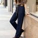 "High-Waisted Flared Jeans – Stretch Denim Pants With Lined Warmth (Plus Size, Black/Deep Blue)"_mkmklike.com