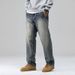 Men's Classic Retro Straight Leg Jeans - Vintage Washed Denim Pants For Casual Wear (Blue 606 & Fleece-Lined Blue 606)_mkmklike.com
