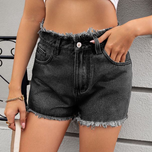 Women's Clothing Washed Hot Girl Raw Edge Denim Shorts Hot Pants Trend_mkmklike.com